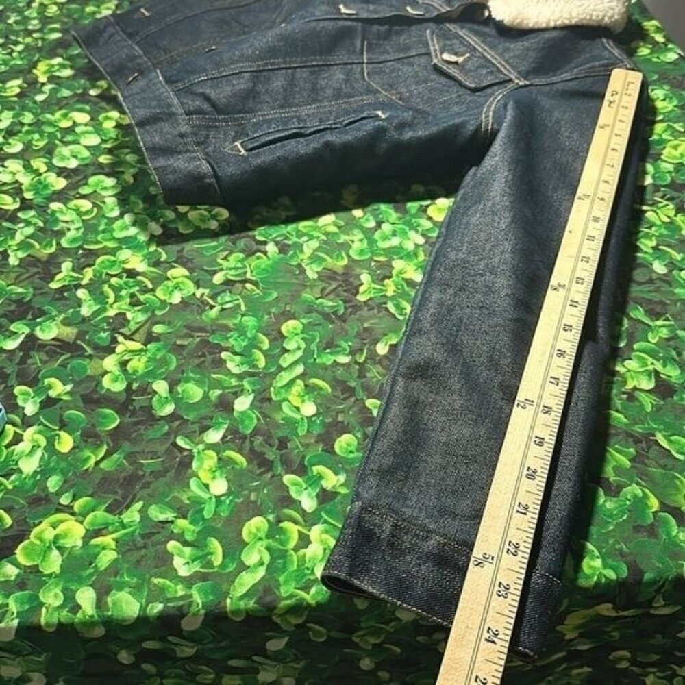 Old Navy Sherpa Lined Jean Denim Trucker Jacket Y2K Vintage Warm Women Sz M NWOT - Picture 11 of 16